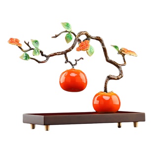 大明铜匠事事顺心柿柿如意柿子摆件领导办公室装饰品开业乔迁礼物