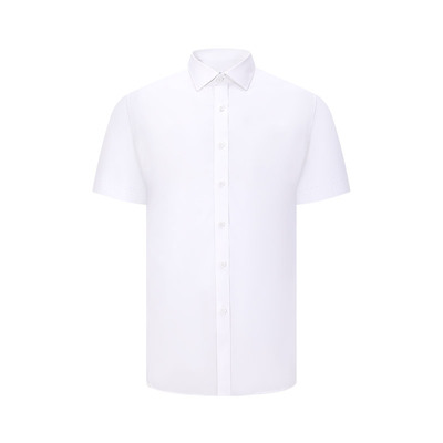 【竹纤维】乔治白男士短袖衬衫商务白衬衣直筒半袖工作微弹上衣夏