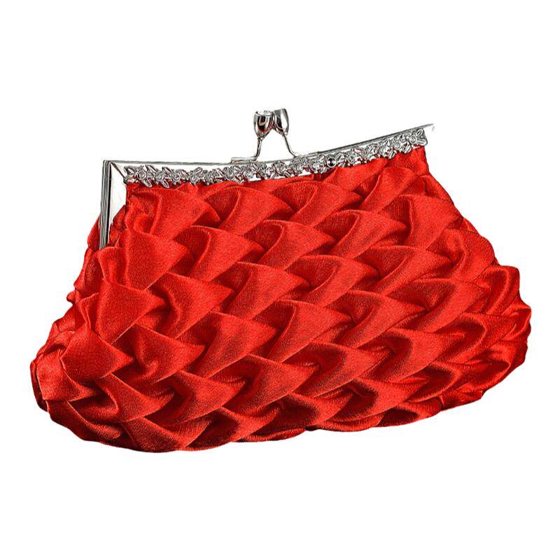 跨境简约绸缎褶皱晚宴包欧美宴会晚装手拿软包女布包Satin clutch