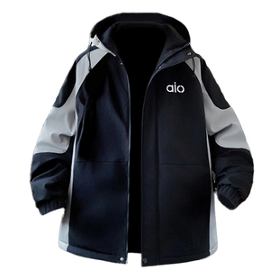 秋冬高品质加绒加厚冲锋衣夹克青少年时尚潮流一件过冬男生外套