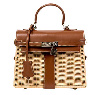 草编包编织包手工藤编包竹编包盒子包包2025新款斜挎包凯莉包法式