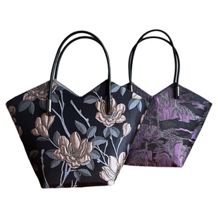 细牛皮带小菜篮子包钥钥手工宋锦包包diy材料包自制新中式