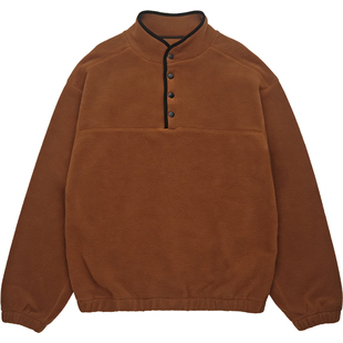 无谓韩式文艺2025冬新款女装宽松撞色立领半开衫摇粒绒气质卫衣女