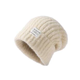 2025新款秋冬针织帽冷帽女毛线帽白色帽子显脸小适合方圆脸堆堆帽