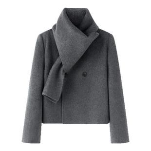 吴昕同款 A Memory Inside羊驼毛混纺短款大衣女小个子外套2024冬