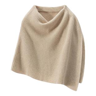 羊绒开衩披肩斗篷女秋冬套头保暖围脖外搭多穿法羊毛针织百搭脖套