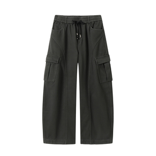 美式加绒加厚弯刀工装裤男款2025新款冬季厚实宽松阔腿休闲长裤子