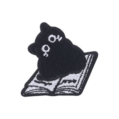 之江黑色猫咪布贴羽绒服补丁贴