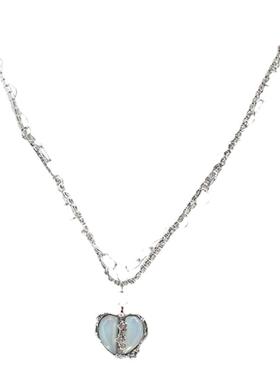 纯欲分裂爱心锆石项链