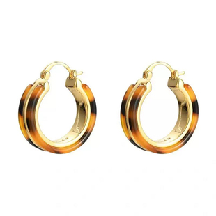 突然的喜欢王玉雯林欢儿同款圆形耳环玳瑁色耳扣耳圈2026新款复古