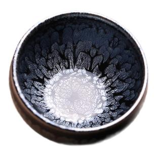 名家牡丹花建盏主人杯茶杯茶盏纯全手工天目曜变铁胎茶器手握杯