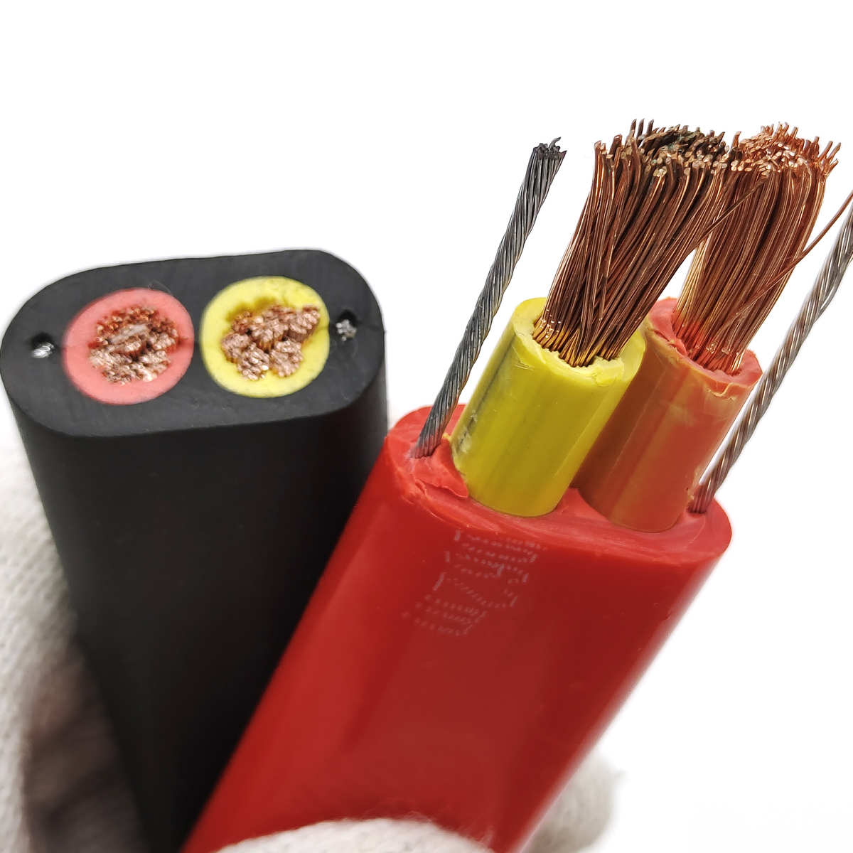 行车起重机电磁吸盘扁平2芯电缆线国标铜芯双钢丝拖缆线2×10平方