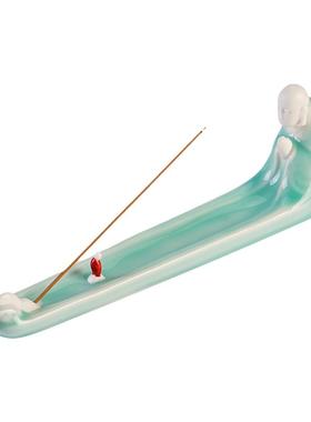 青瓷香插陶瓷香熏炉摆件线香底座