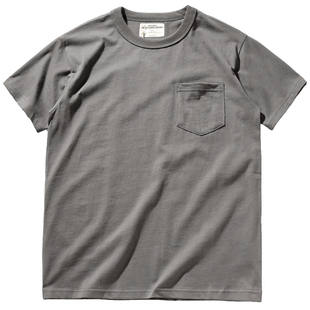 口袋T恤男短袖复古纯色T恤简约圆领阿美咔叽重磅高克重POCKET短袖