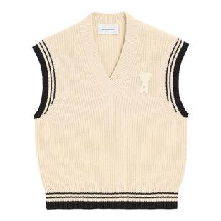 【早春新品】Ami Paris男女同款钩编ADC羊毛棉混纺学院风毛衣背心