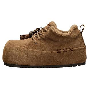 星期六真皮加绒勃肯鞋女加绒加厚2025冬季丑萌大头保暖穆勒鞋棉靴