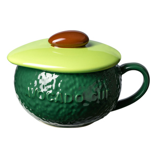 陶瓷杯子带盖水杯茶杯马克杯早餐杯女生ins风喝水高级感大容量