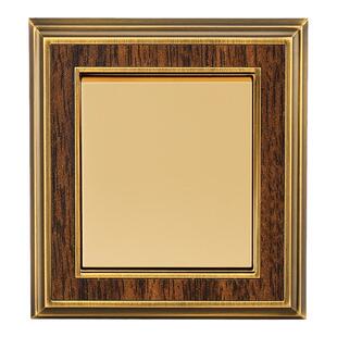 卡贝巴洛克新中式仿古铜木纹墙壁5五孔插座带USB金属复古开关面板