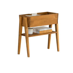 润家家居实木沙发边几原木风多功能储物边柜小户型双层边桌小茶几