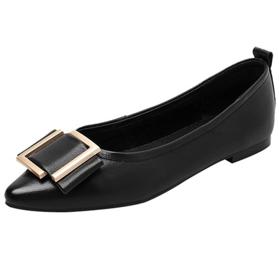 方扣软底新款低跟百搭风豆豆鞋