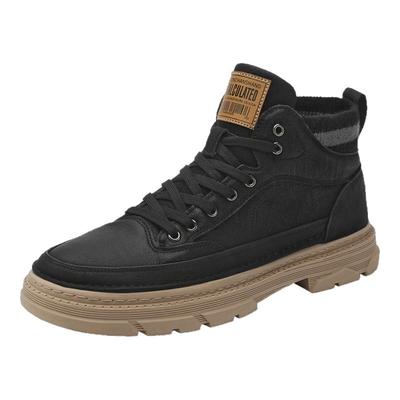 高帮男鞋秋季2025年新款潮流皮鞋防水休闲黑色马丁靴加绒棉鞋潮鞋