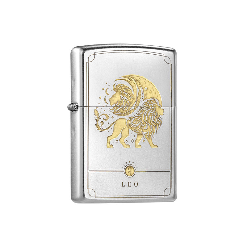 ZIPPO煤油打火机镀铬磨砂星座