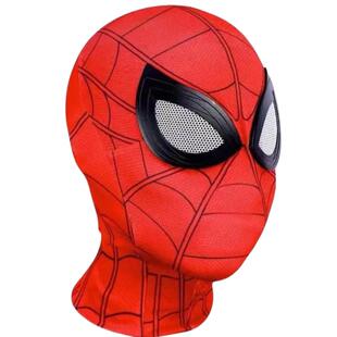 spiderman蜘蛛侠头套盔面罩可动眼睛发光cos周边戒指电动遥控玩具