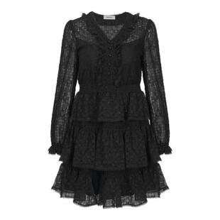 Migaino曼娅奴女装2025春夏新款法式气质连衣裙V领长袖蕾丝蛋糕裙