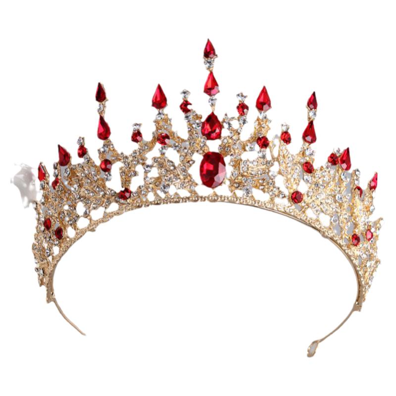 红色皇冠欧式奢华大气新娘头饰中式礼服敬酒服婚纱结婚成年礼王冠