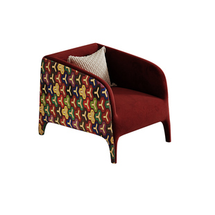 慕梵迪酒红色设计师单人网红艺术客厅轻奢休闲椅家用卧室沙发椅