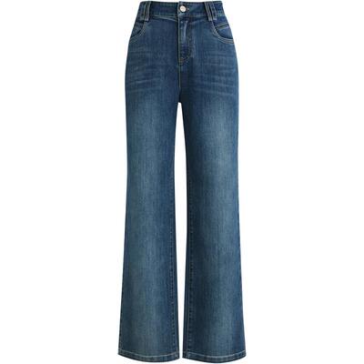 LANDI高腰窄版阔腿牛仔裤