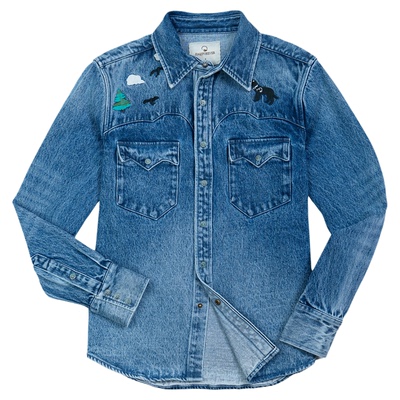 黄石公园刺绣重磅西部牛仔衬衫