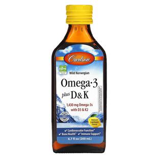 Carlson,Omega-3 脂肪酸 + D3 和 K2,天然柠檬味,1430 毫克,6.