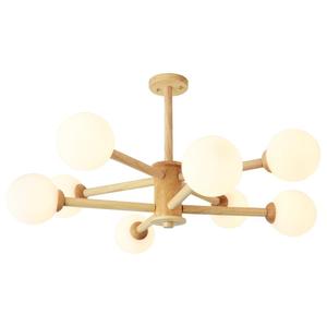 北欧客厅灯木质餐厅灯书房灯简约现代个性日式实木魔豆灯具全光谱