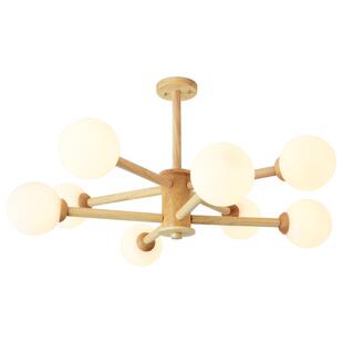 北欧客厅灯木质餐厅灯书房灯简约现代个性日式实木魔豆灯具全光谱