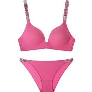 好奇蜜斯芭比联名水钻内衣女聚拢小胸显大无钢圈文胸罩套装性感粉