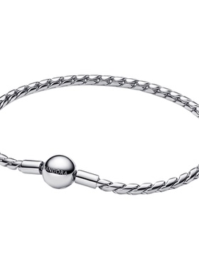 Pandora潘多拉圆形链扣翼形手链银色素链蛇骨链DIY中性百搭