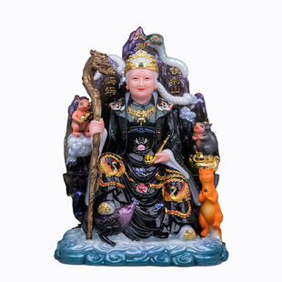 黑老太太神像汉白玉彩绘铁刹山带五仙真身黑妈妈神像摆件家用供奉