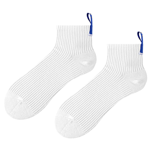 短袜男士袜子布标中筒低帮纯棉吸汗防臭时尚白色ins潮可爱冬季款