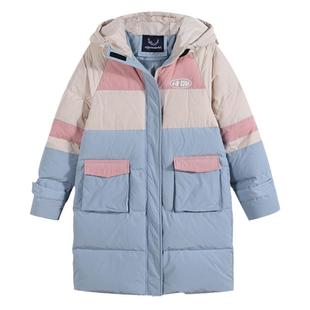 中学生羽绒服女中长款连帽2025冬装新款90白鸭绒高中外套少女韩版