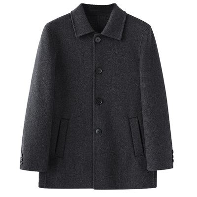 100%羊毛双面呢子大衣中款翻领