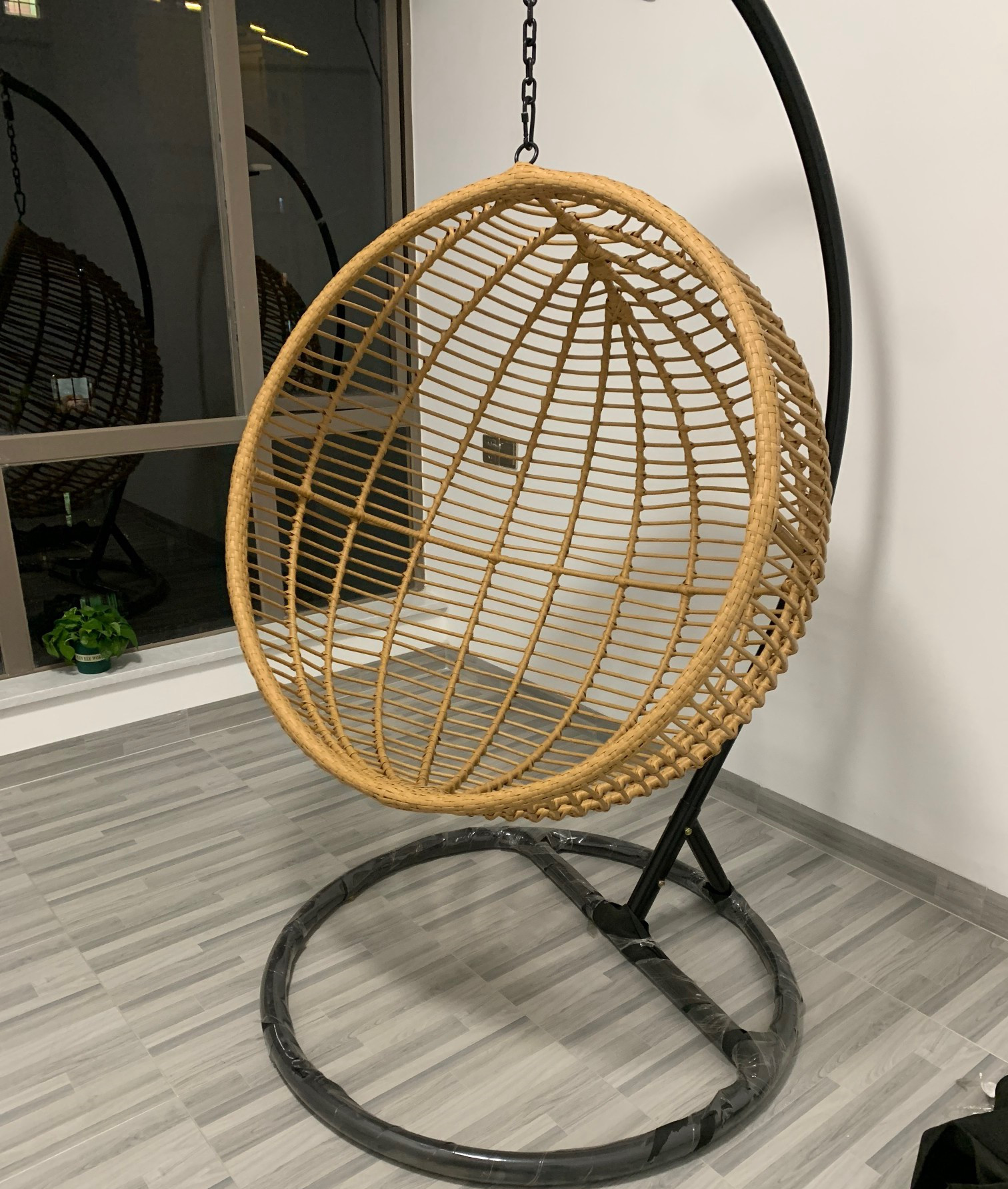 圆圈吊篮椅子室内秋千家用阳台吊床户外仿藤椅圆形摇篮椅悬挂吊椅