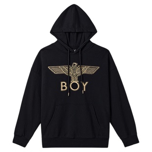 BOYLONDON秋季情侣款潮酷刺绣时尚休闲休闲连帽套头卫衣N04801