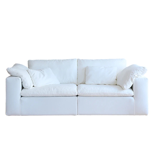 Cloud云沙发 棉麻亚麻直排白色奶油系布艺客厅组合侘寂风羽绒模块