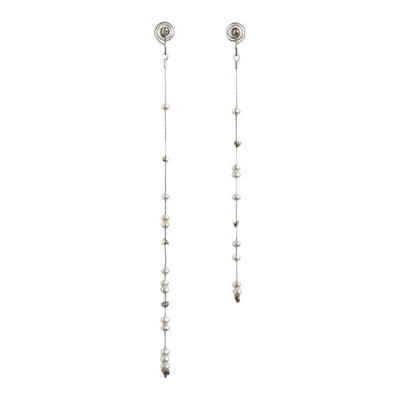 夜白原创超长耳线淡水珍珠纯银