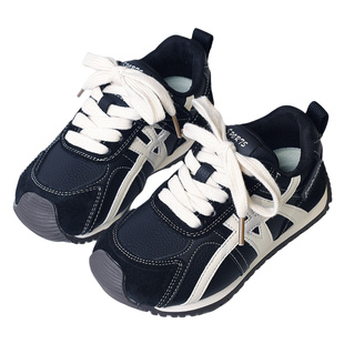 真皮黑色男童滑板鞋加绒二棉鞋2025秋冬季女宝宝新款儿童运动鞋子