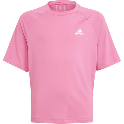 Adidas/阿迪达斯正品夏季大童透气圆领运动简约logo短袖T恤GM7046