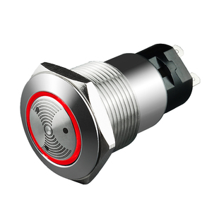 不锈钢金属蜂鸣器常响常亮led环形红灯19/22mm防水信号指示灯12v