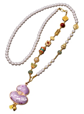 宋锦双面秋冬新中珍珠贝挂链国潮