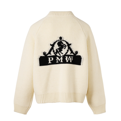 【王橹杰同款】PMW 羊毛混纺提花立领拉链针织衫保暖亲肤毛衣外套